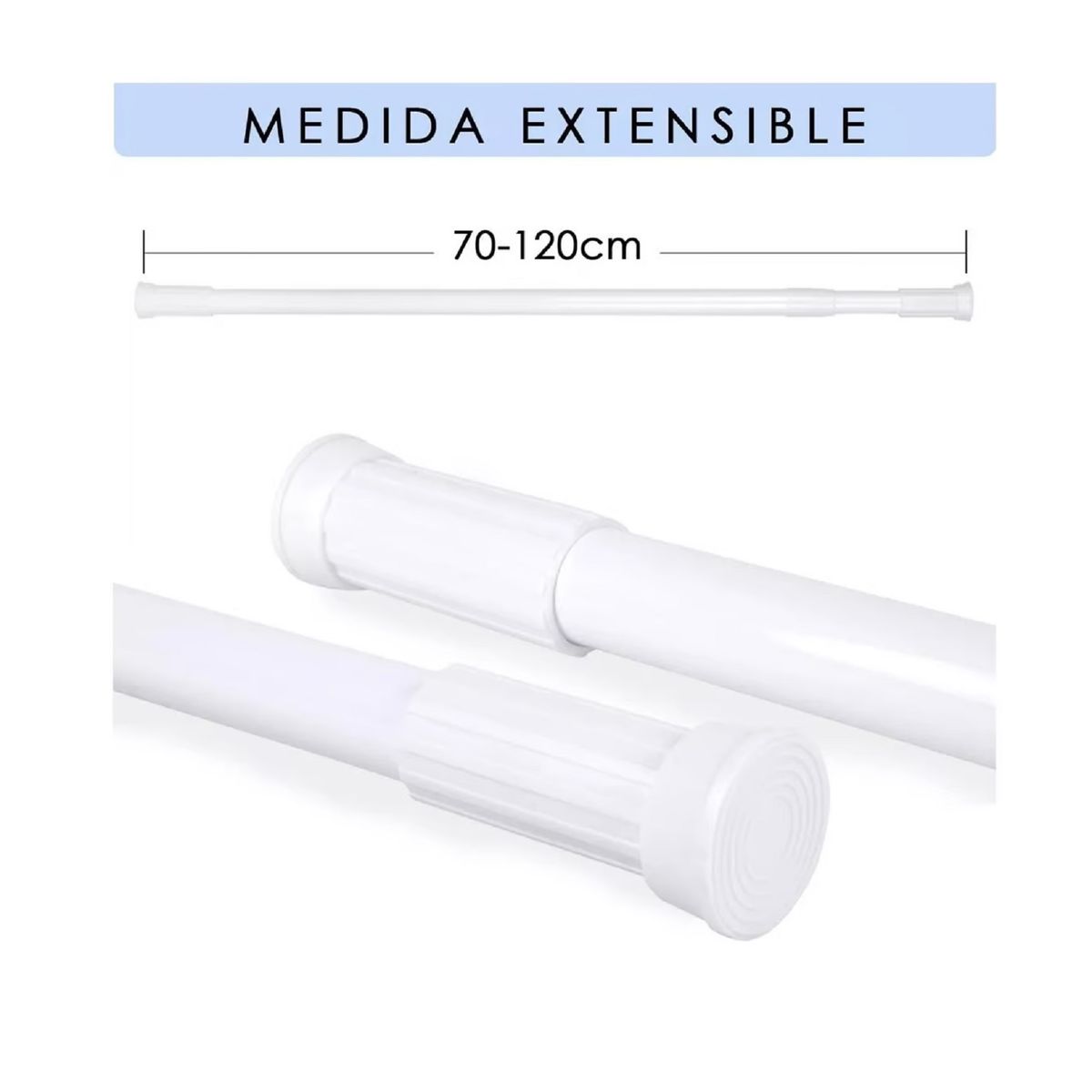 GENERICO - BARRA EXTENSIBLE 70 -120CM BARRA CORTINA TUBO CORTINA BAÑO
