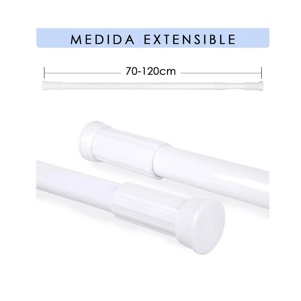 GENERICO - BARRA EXTENSIBLE 70 -120CM BARRA CORTINA TUBO CORTINA BAÑO