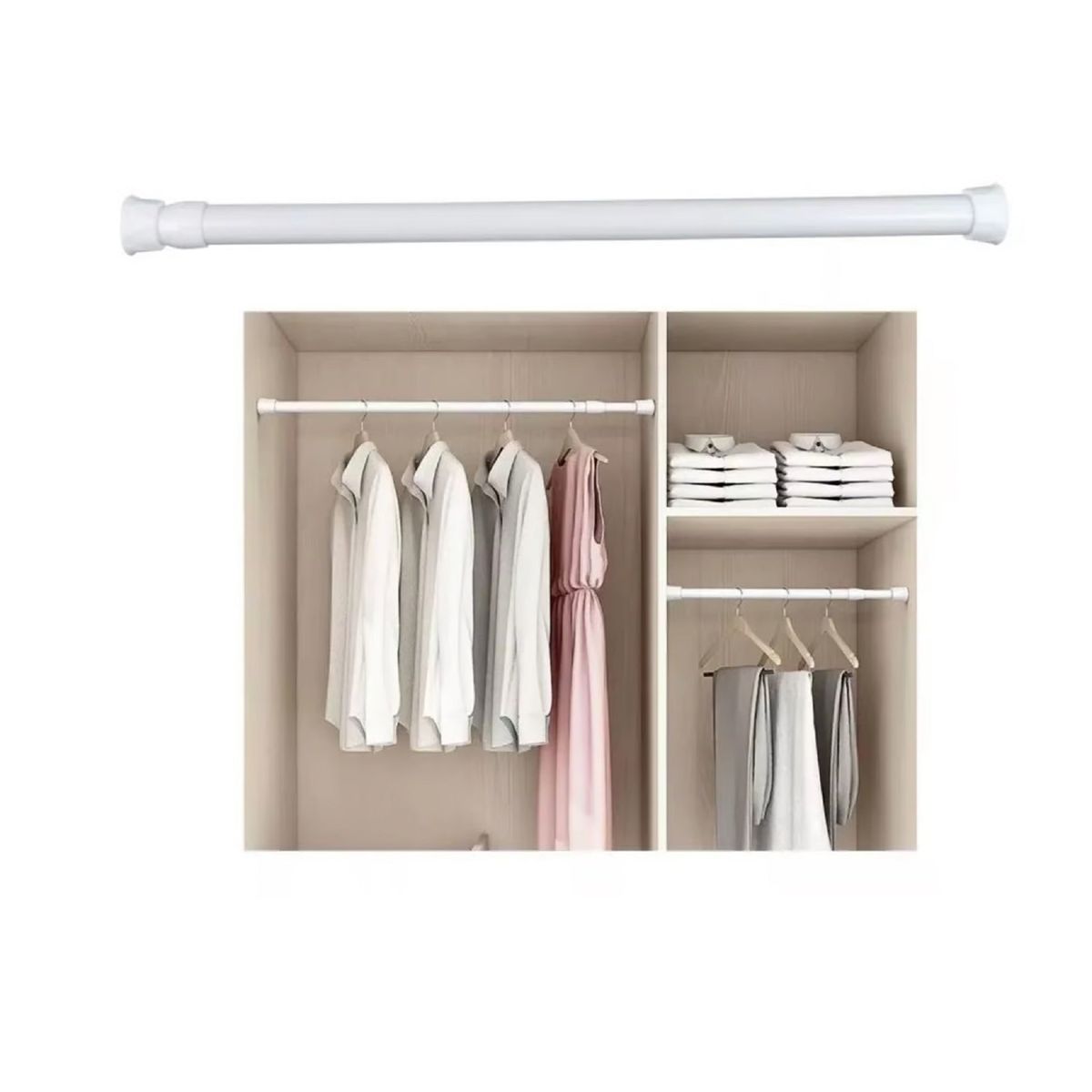 GENERICO - BARRA EXTENSIBLE 70 -120CM BARRA CORTINA TUBO CORTINA BAÑO