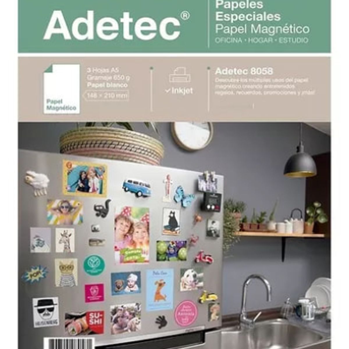 ADETEC - Papel Fotográfico Magnético Matte A5 X 3 Hojas - 8058