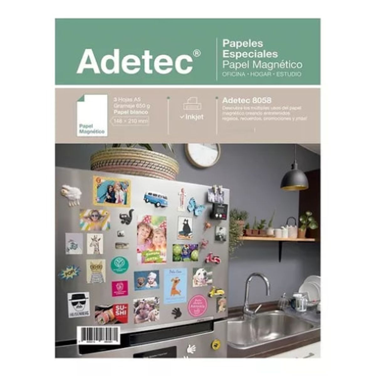 ADETEC - Papel Fotográfico Magnético Matte A5 X 3 Hojas - 8058
