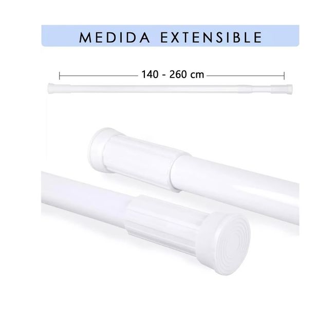 GENERICO - BARRA EXTENSIBLE 140 -260CM BARRA CORTINA TUBO CORTINA BAÑO