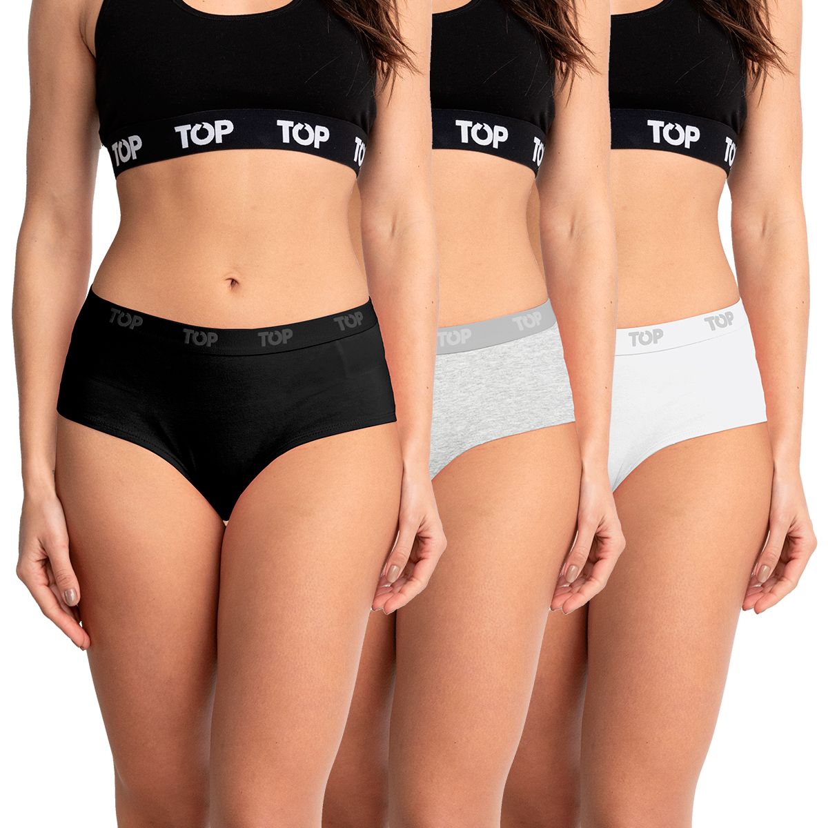 TOP - Calzón Pantaletas Algodón Con Elástico Pack 3 C7 TOP