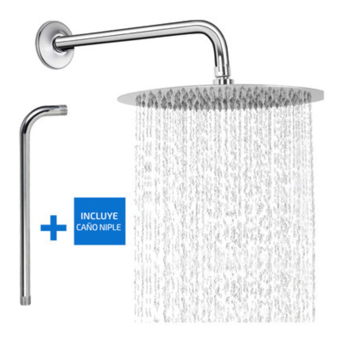 ALDAY - Brazo De Ducha + Plato Redondo N8 En Acero Inoxidable - Alday