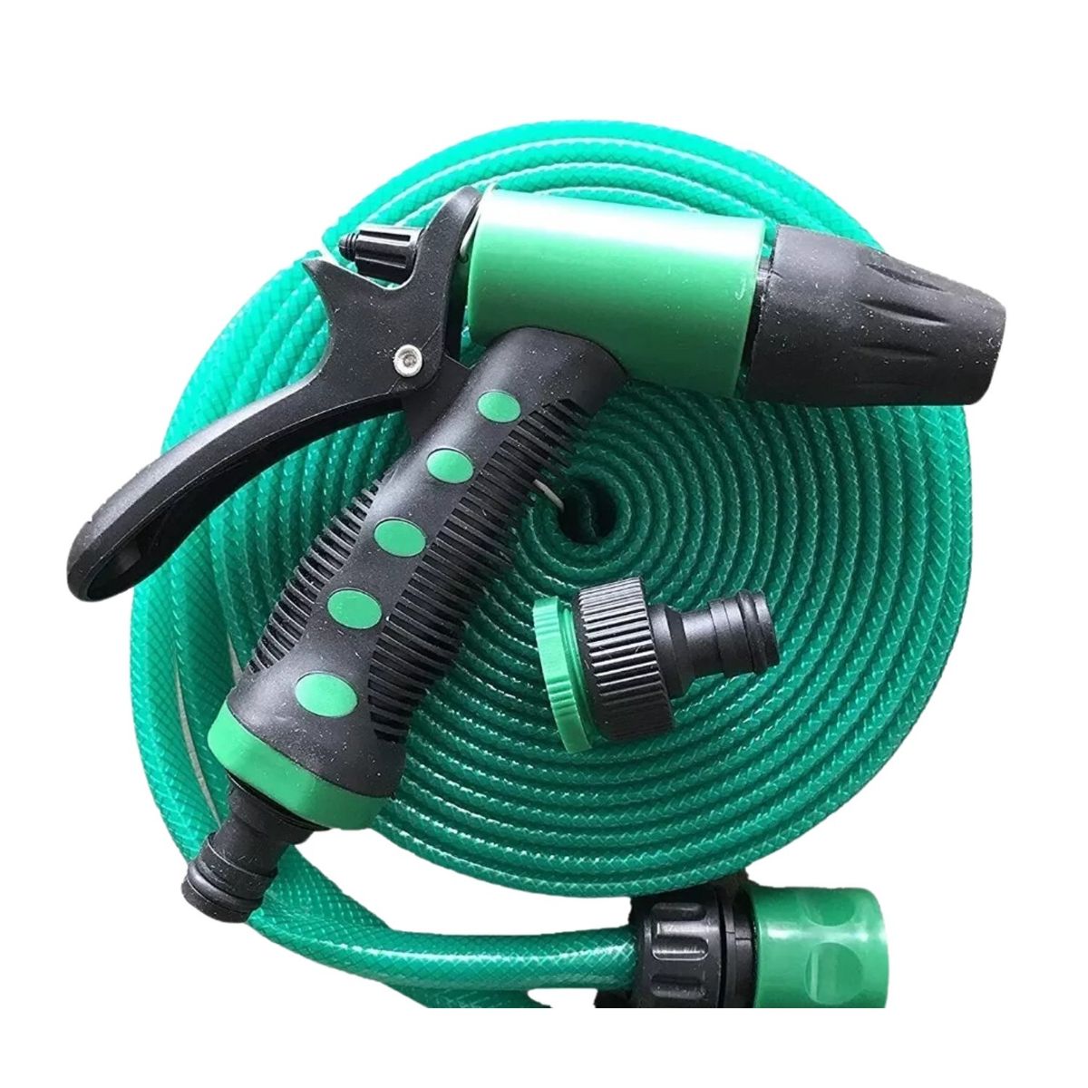 IMPORTCLICK - Manguera Flexible 1/2 Pulgada Rollo 15 MTS Pistola Acoples Verde - Verde