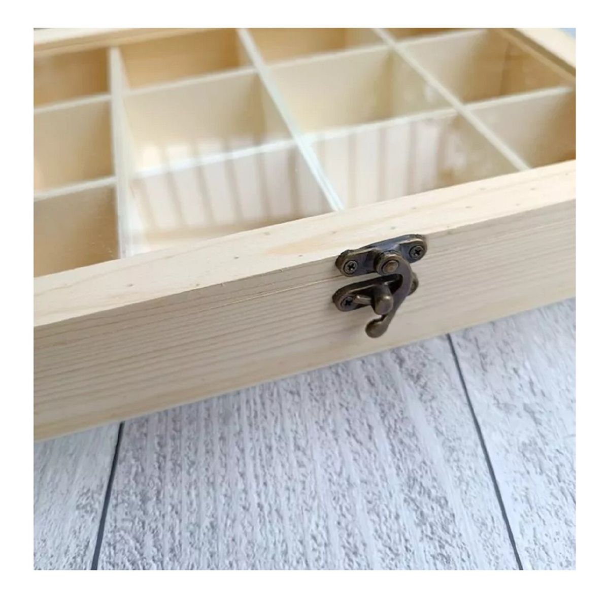 UNIVERSAL - Caja De Madera De 12 Divisiones Para Te Con Tapa De Vidrio