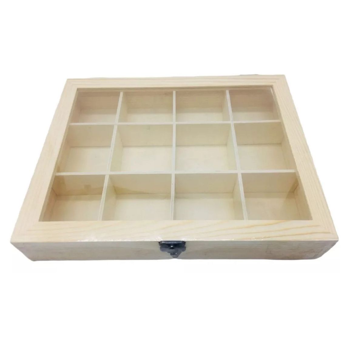 UNIVERSAL - Caja De Madera De 12 Divisiones Para Te Con Tapa De Vidrio