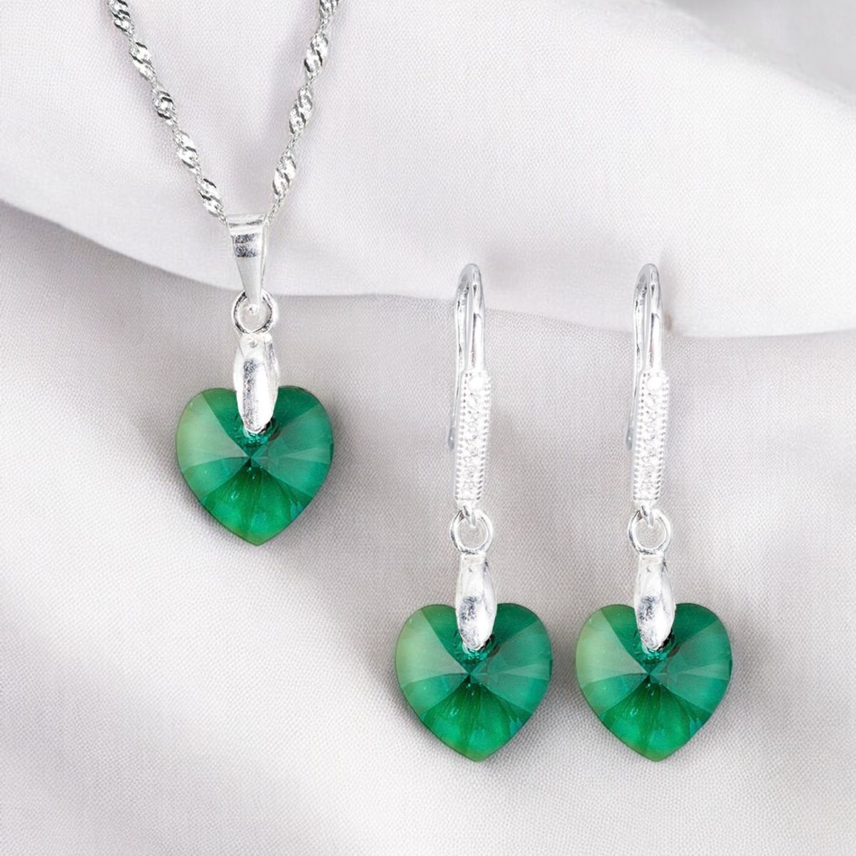 JOYAS MONTERO - Conjunto Romance Plata 925 creado con cristales de Swarovski® Emerald