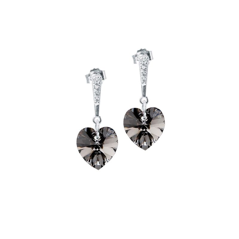 JOYAS MONTERO - Aros Romance Cristales Genuinos Silver Night
