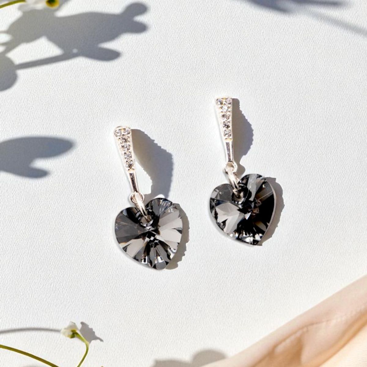 JOYAS MONTERO - Aros Romance Plata 925 creado con cristales de Swarovski® Silver Night