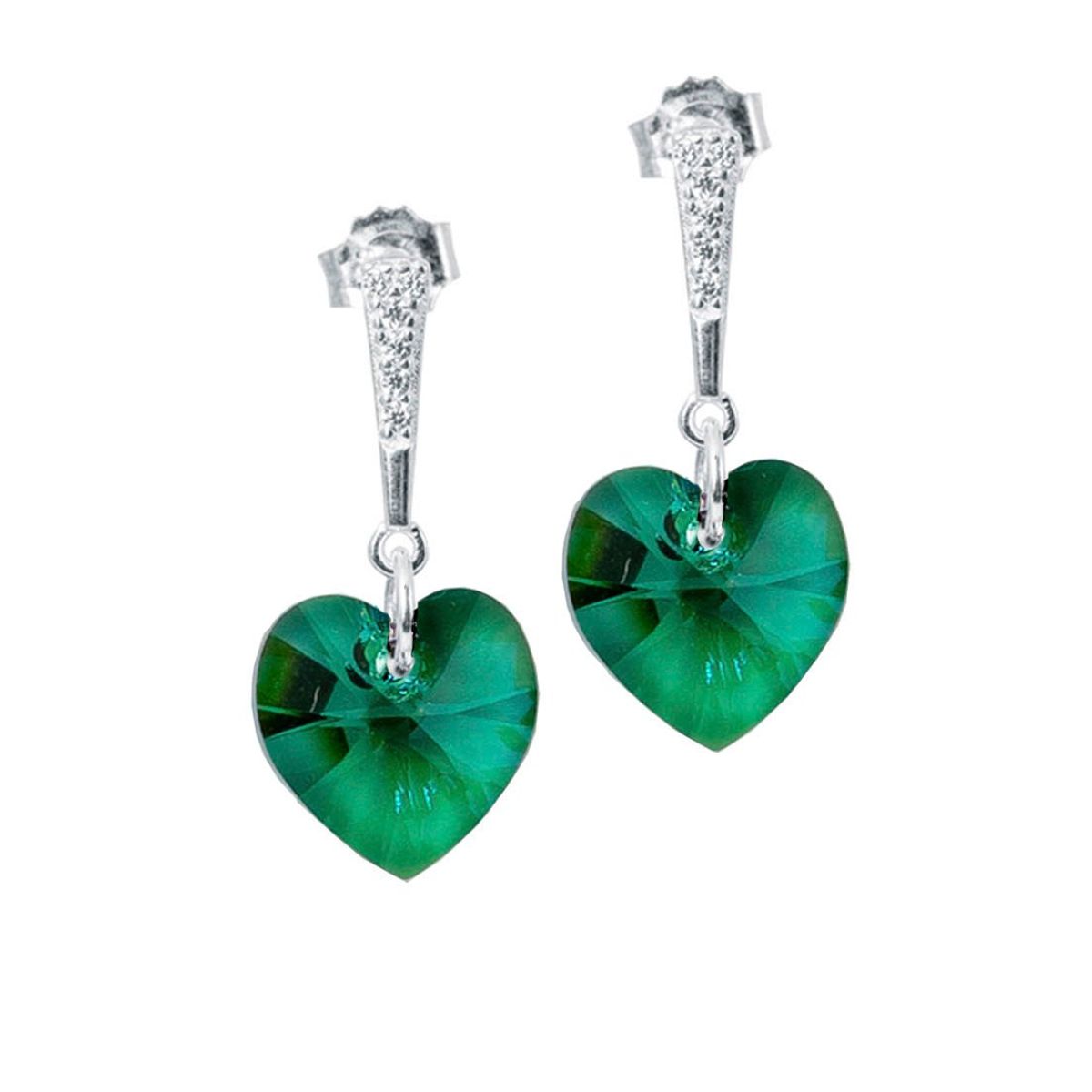 JOYAS MONTERO - Aros Romance Plata 925 creado con cristales de Swarovski® Emerald