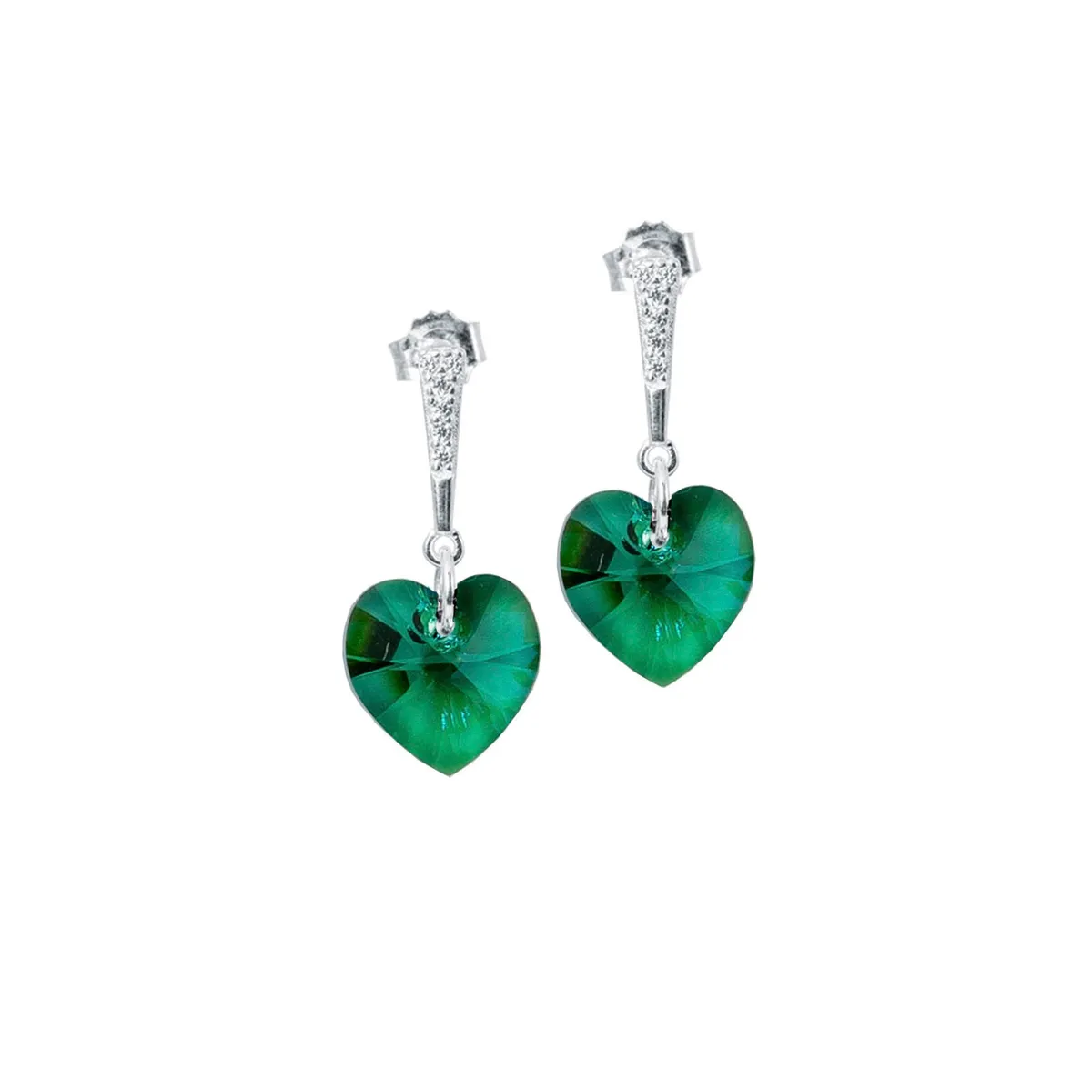 JOYAS MONTERO - Aros Romance Plata 925 creado con cristales de Swarovski® Emerald