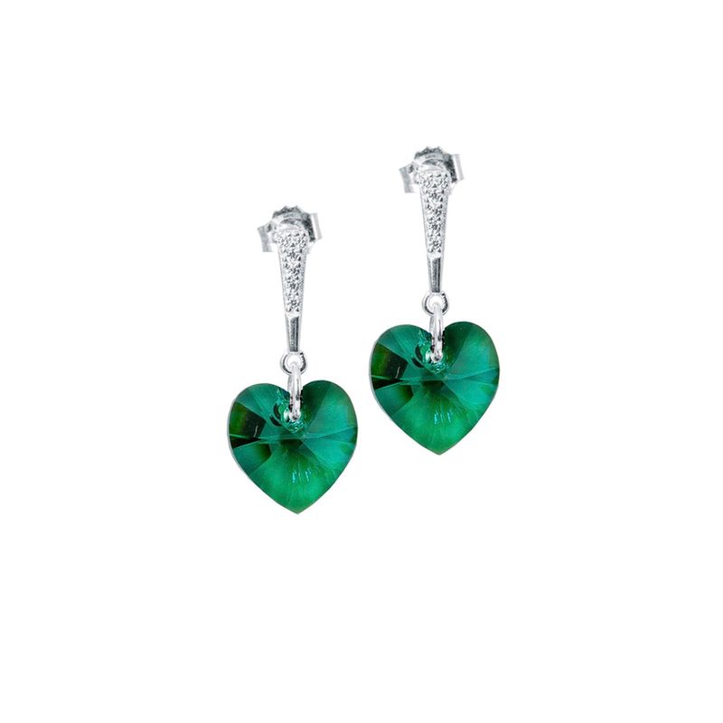 JOYAS MONTERO - Aros Romance Cristales Genuinos Emerald Shimmer