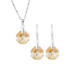 JOYAS MONTERO - Aros Collar Conjunto Bruselas Cristal Genuino Golden Shadow