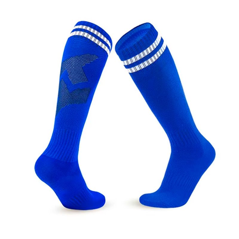 GENERICO - Calcetines Futbol Pack 10x Calidad A - Azul Rayas Blancas