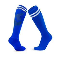 GENERICO - Calcetines Futbol Pack 10x Calidad A - Azul Rayas Blancas