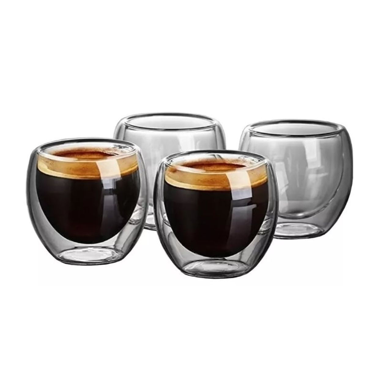 GENERICO - Juego 4 Tazas Café Vidrio Termico