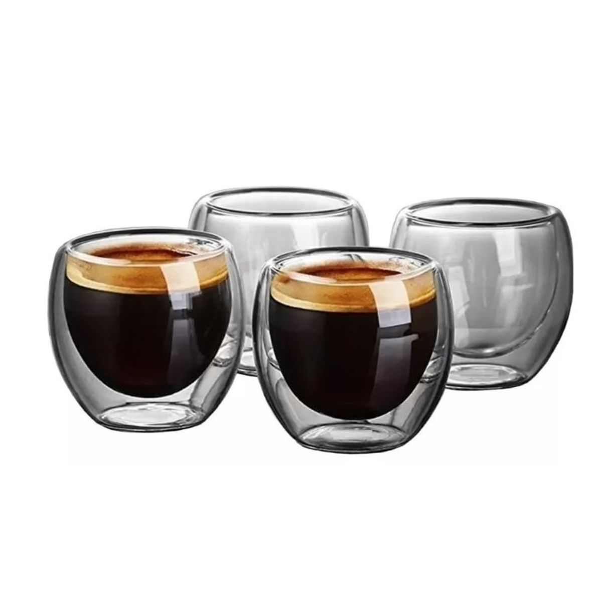 GENERICO - Juego 4 Tazas Café Vidrio Termico