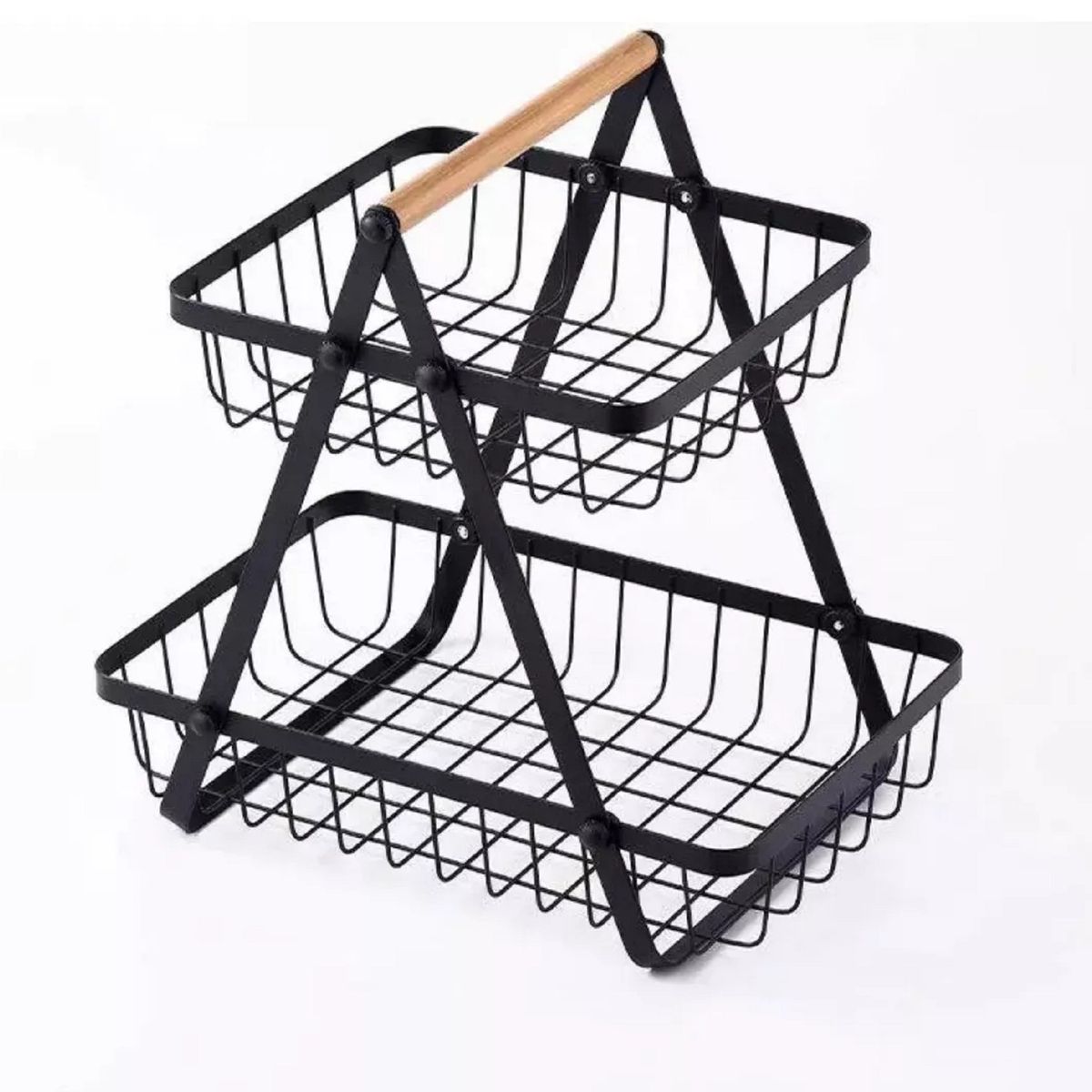 UNIVERSAL - Frutero De Mesa Canasto Para Frutas Cocina Hogar 2 Niveles Color Negro