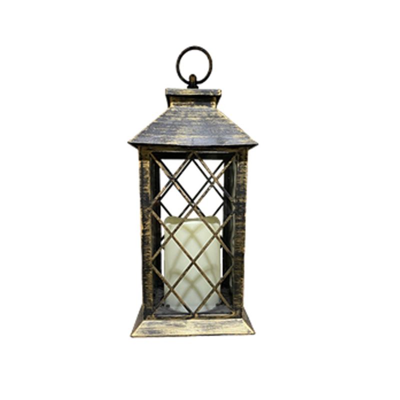 VGO - Fanal con vela led negro 14x14x31 cm Vgo