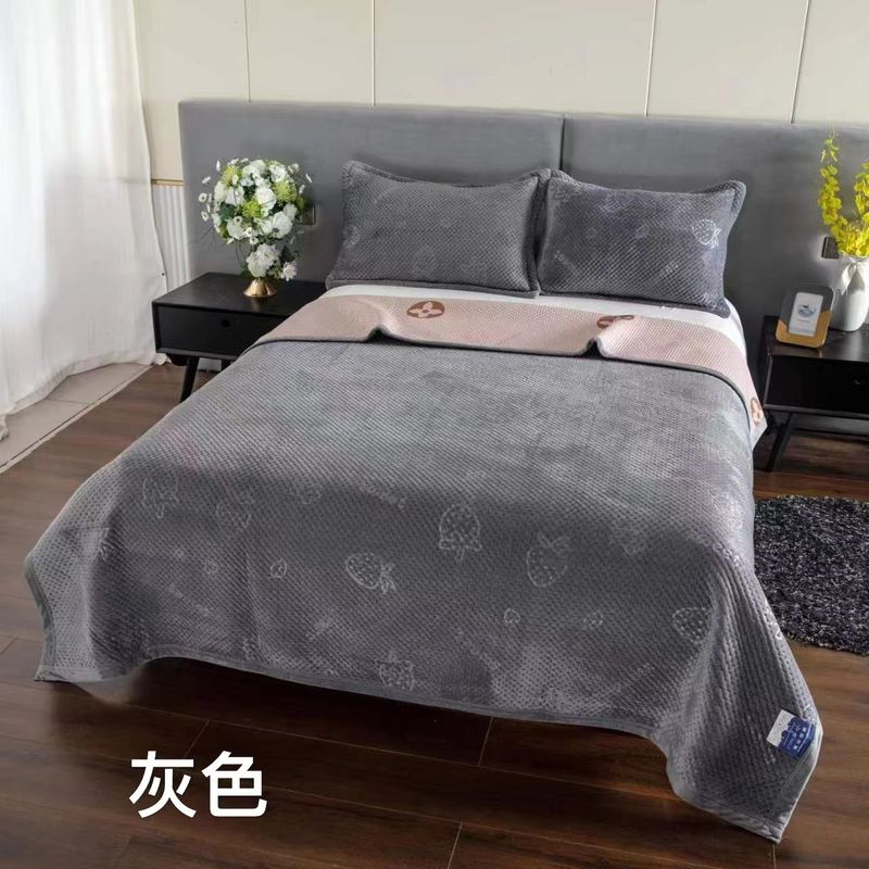 ANGELES DEL HOGAR - Cobertor Plush y Quilt Reversible  2 Plazas  Gris