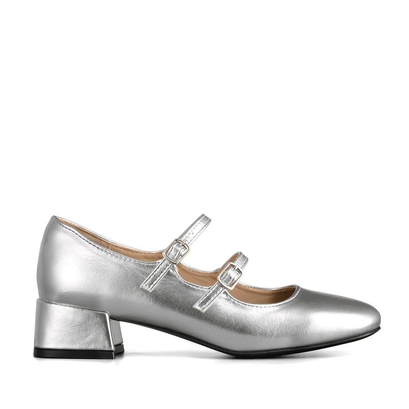 WEIDE - Zapatos Mary Jane Charol  Plateado Taco Mujer Weide YL66