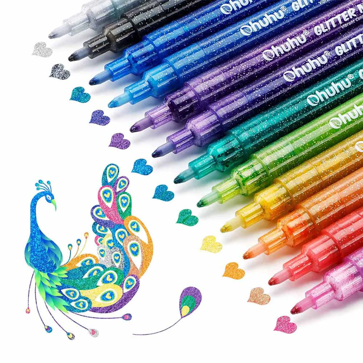 OHUHU - Marcadores Glitter Metálicos Con Purpurina Ohuhu