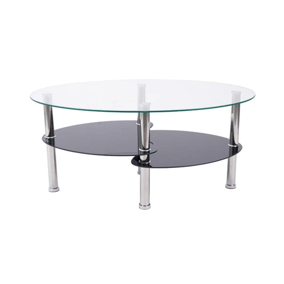 GENERICO - Mesa de Centro Ovalada Vidrio templado con Revistero 90x60x41