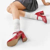 Zapato Mary Jane Tacones Elegante Charol Mujer YL83