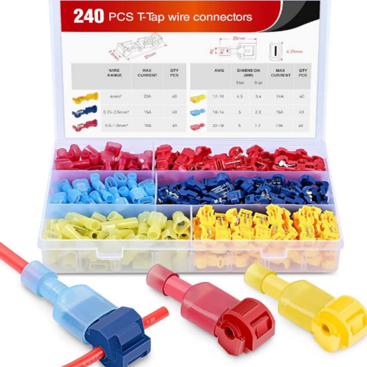 GENERICO - 240pzs Terminales Electricos T-taps Conector