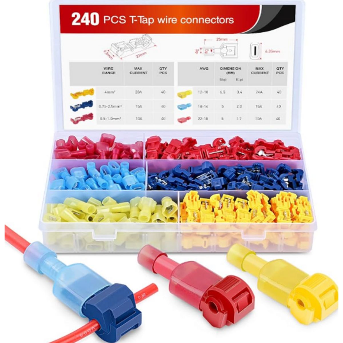 GENERICO - 240pzs Terminales Electricos T-taps Conector
