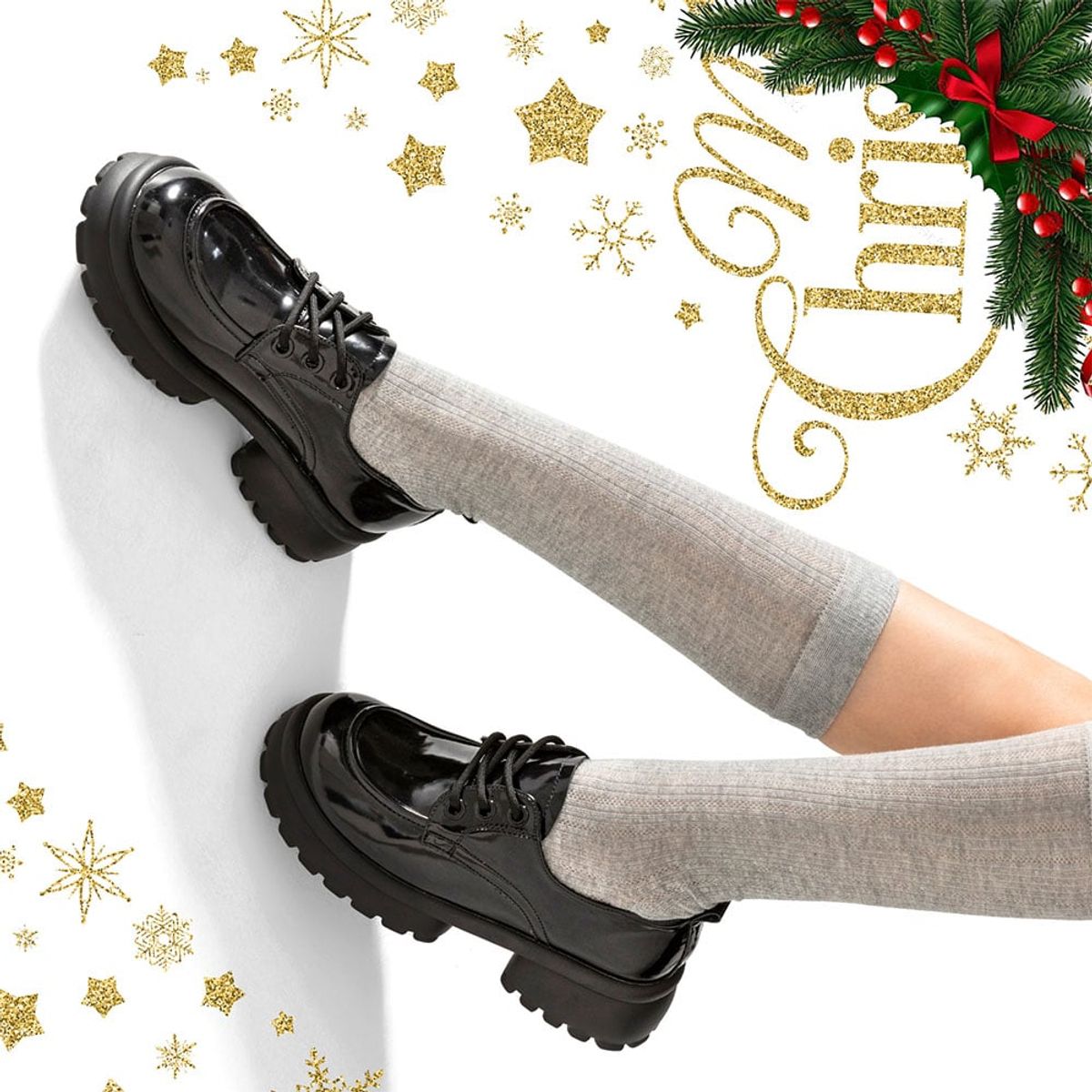 WEIDE - Mocasin Negro Charol Escolar Cordones Mujer Weide YL81