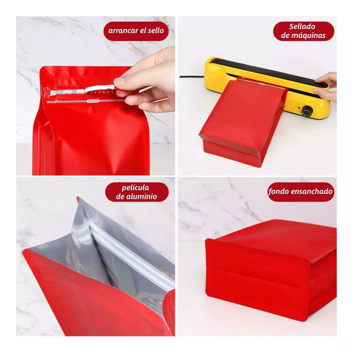 MUNDO MAGIA - 50 Bolsas Para Café Con Valvula 13 X 20 X 7 Cm Negro