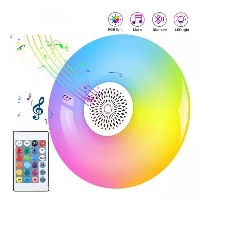 GENERICO - Ampolleta Luz Ufo Parlante Bluetooth Con Control 24w Rgb