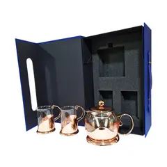 PERFECT CLASS - Set Tetera + 2 Tazas de Té Cobrizado -