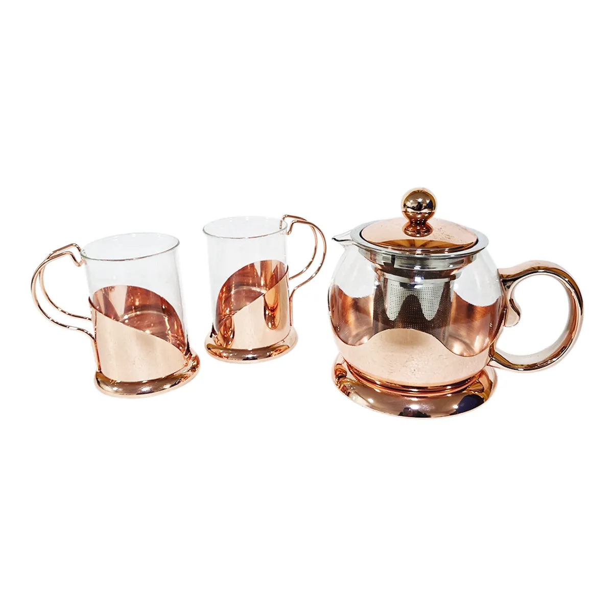 PERFECT CLASS - Set Tetera + 2 Tazas de Té  Cobrizado - Perfect Class