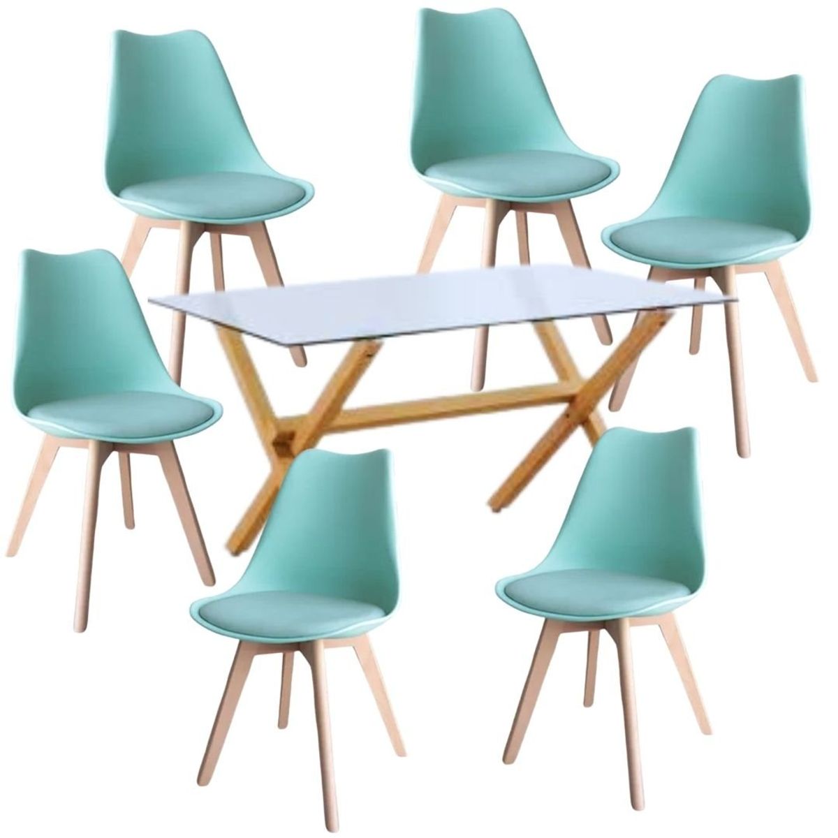 GENERICO - COMEDOR 140X90 + 6 SILLAS TULIP MENTA