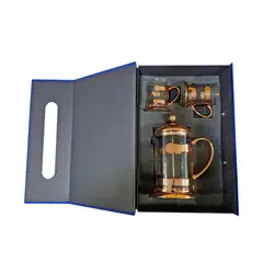 PERFECT CLASS - Set Prensa Francesa + 2 Tazas De Café Cobrizado -