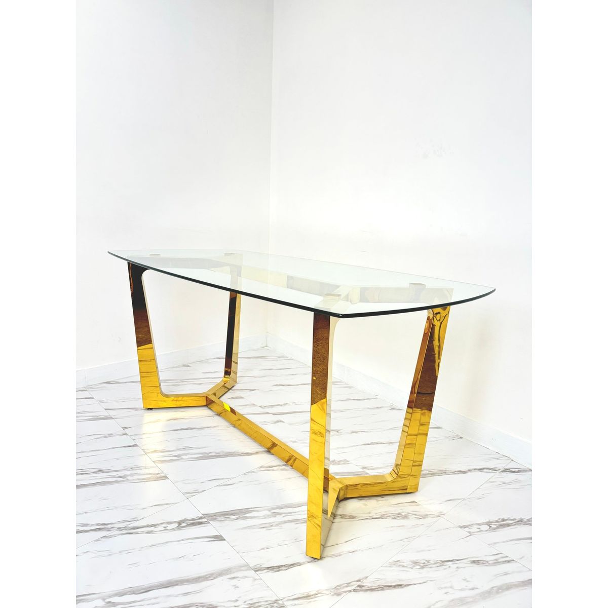 GENERICO - Mesa de comedor dorado 160x80x75 MGR MUEBLES