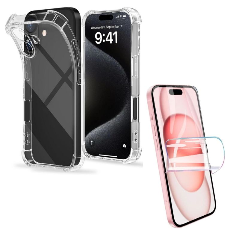 Carcasas Transparente Ref. iPhone 16 + Hidrogel