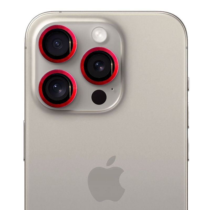 GENERICO - Protector de cámara modelo Metalizado para iPhone 12-12mini-12pro Rojo