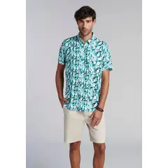 FEROUCH - Camisa Estampada Hojas Fj Verde