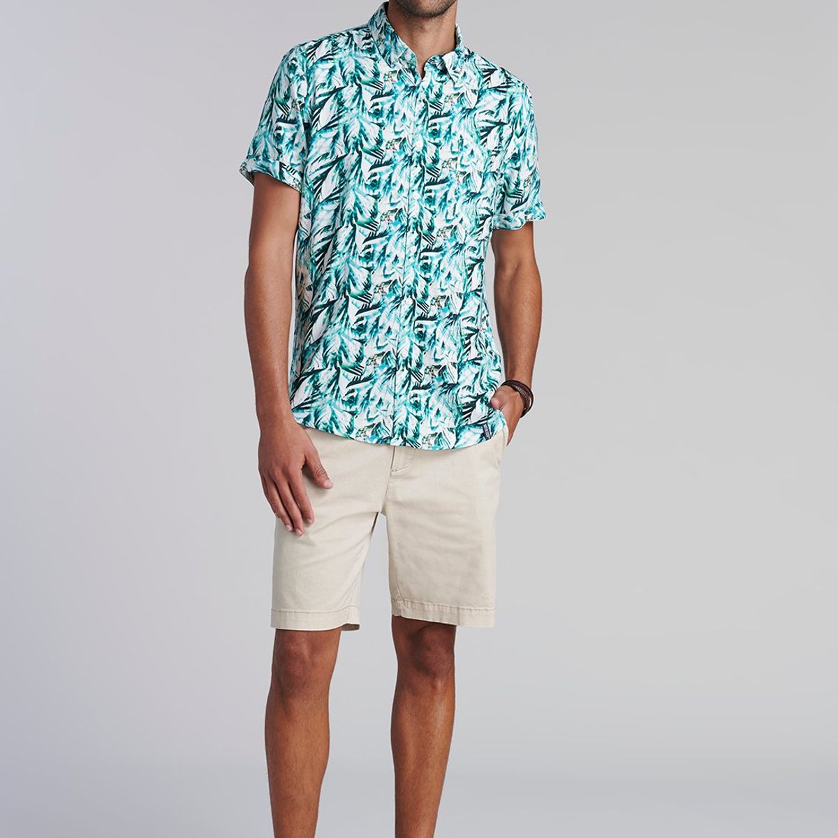 FEROUCH - Camisa Estampada Hojas  Fj Verde Ferouch