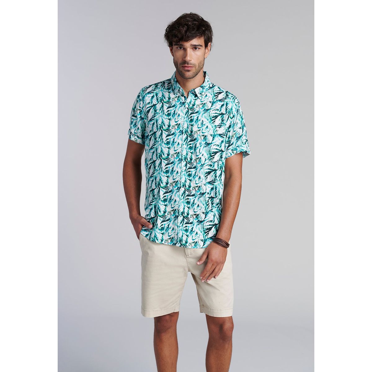 FEROUCH - Camisa Estampada Hojas  Fj Verde Ferouch