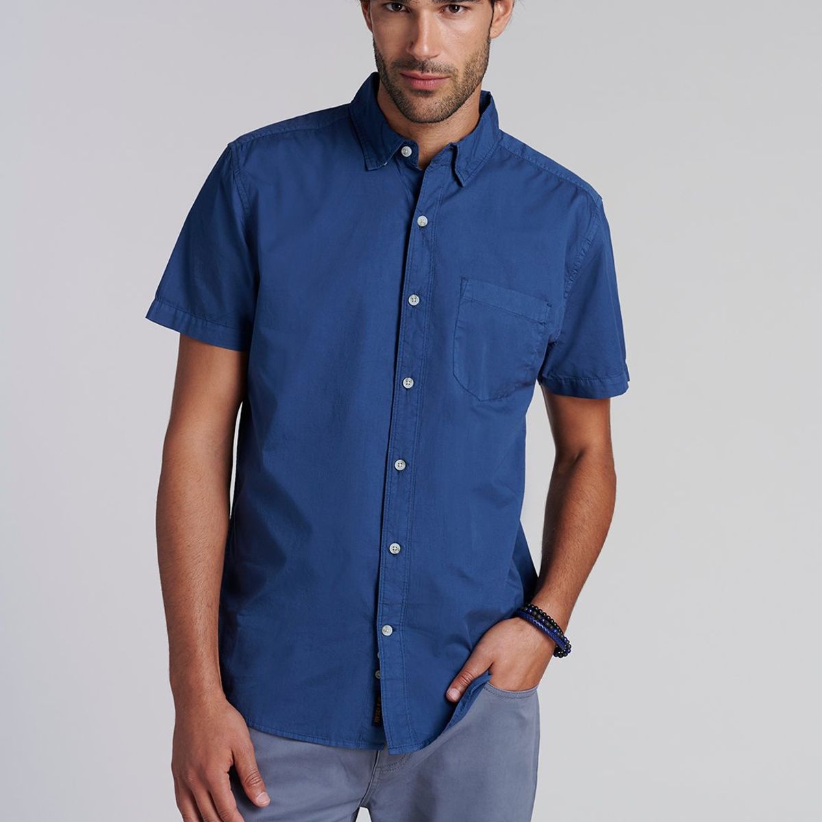 FEROUCH - Camisa Garment Dyed Fj Azul Ferouch