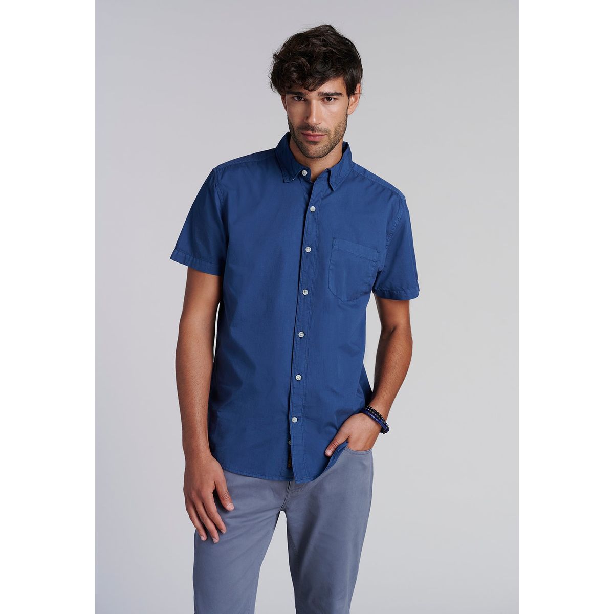 FEROUCH - Camisa Garment Dyed Fj Azul Ferouch