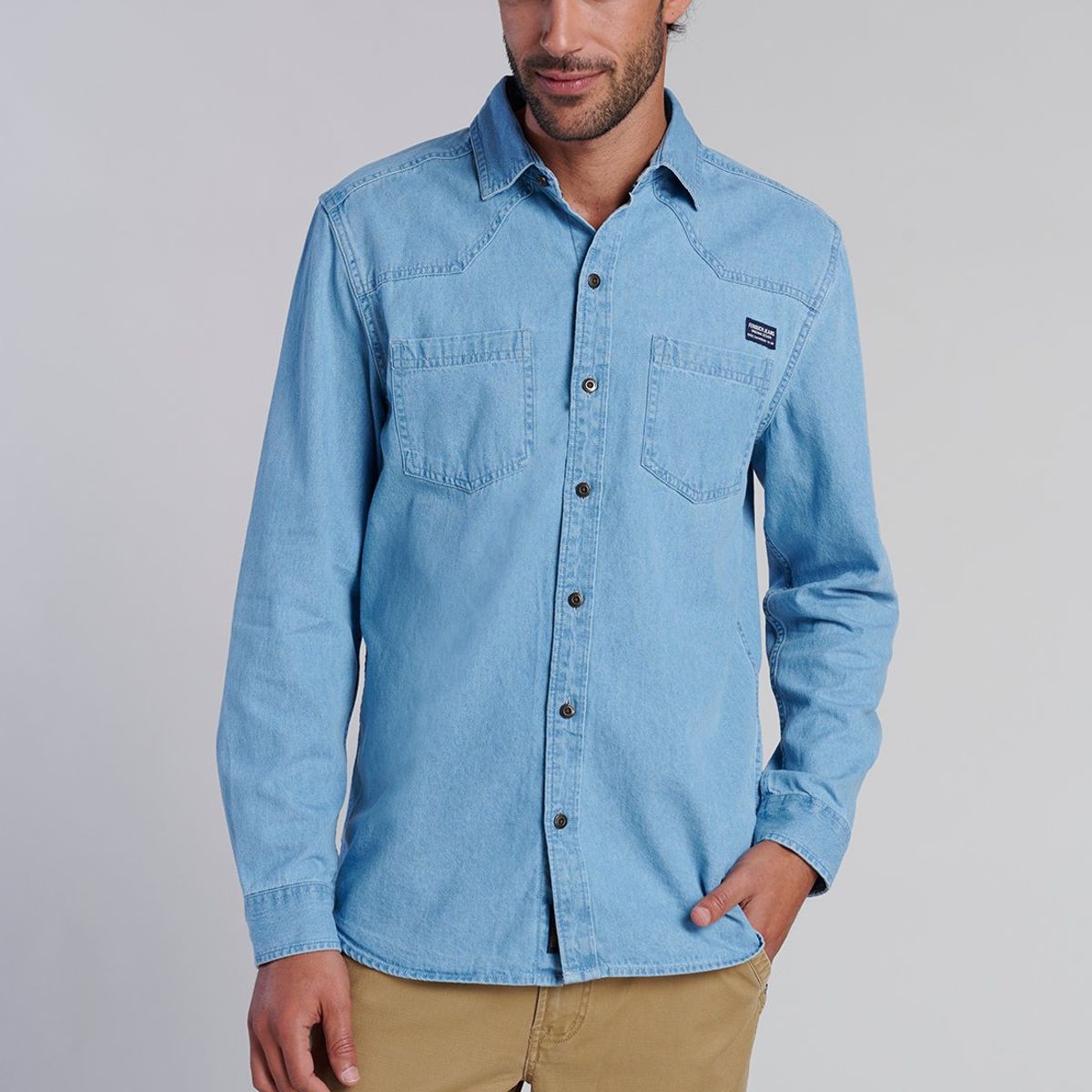FEROUCH - Camisa Mezclilla Florida Fj Azul Ferouch