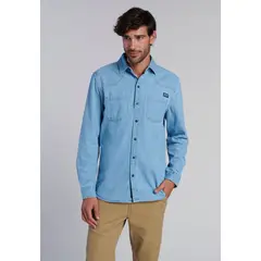 FEROUCH - Camisa Mezclilla Florida Fj Azul