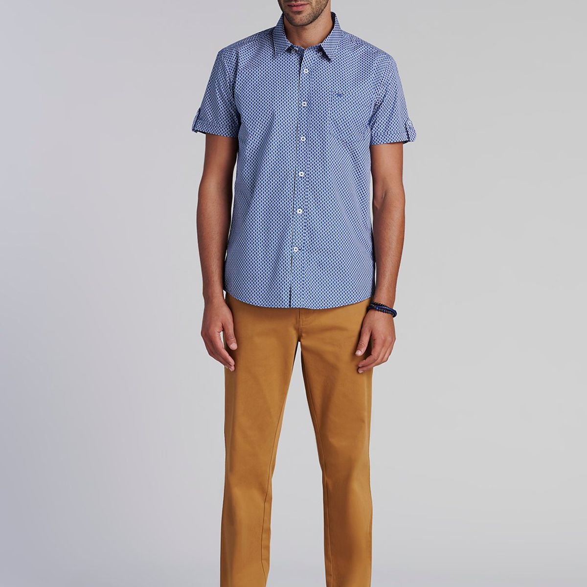 FEROUCH - Camisa Estampada Rombo F Azul Ferouch