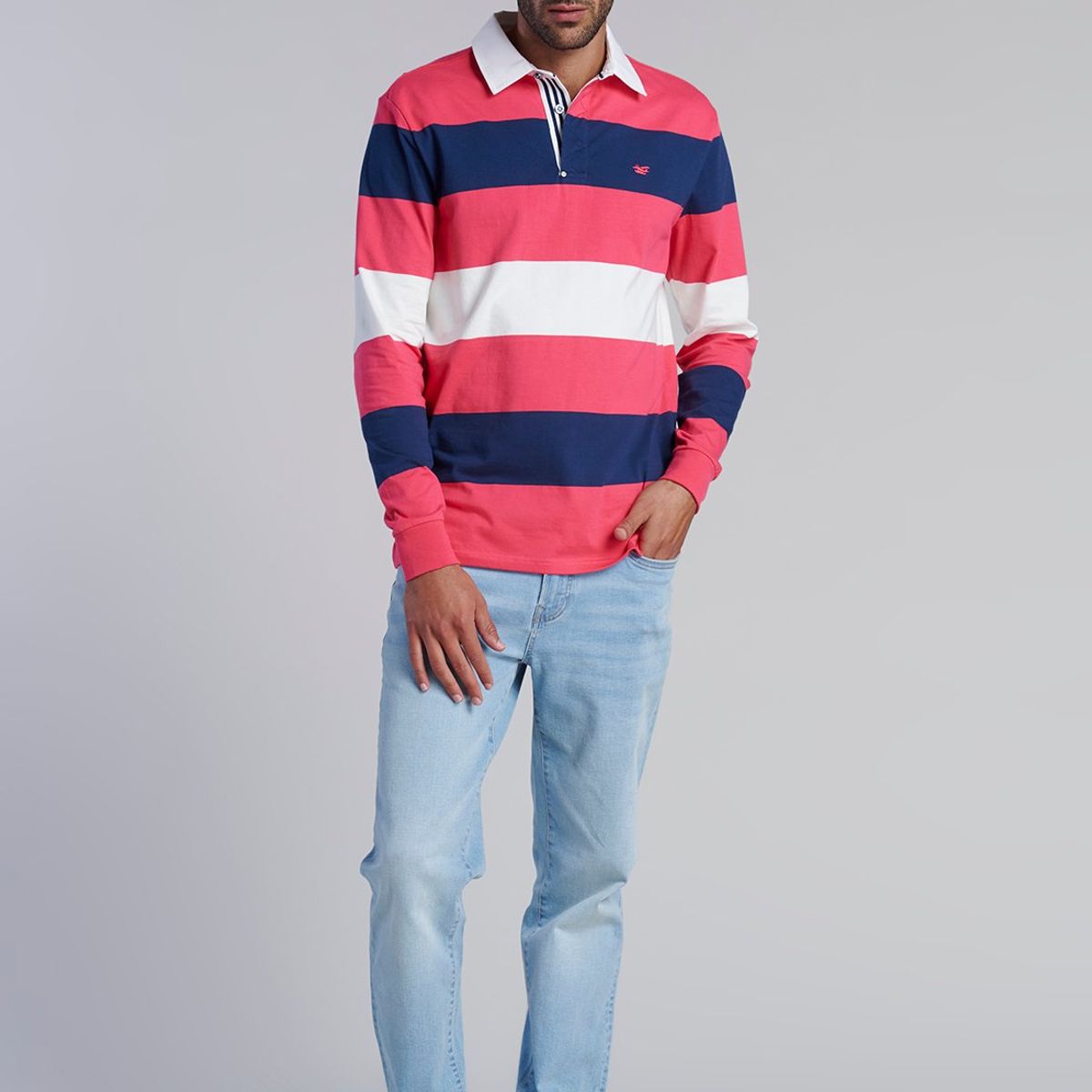 FEROUCH - Polera Rugby Rayas Newark Rojo Ferouch